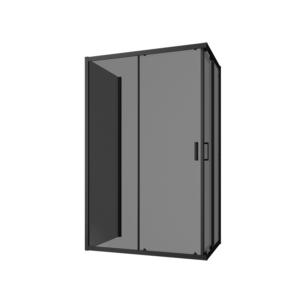 Box doccia nero opaco 3 lati 70x70x70cm con doppio scorrevole e vetro 6mm fumè h185cm | Tonga