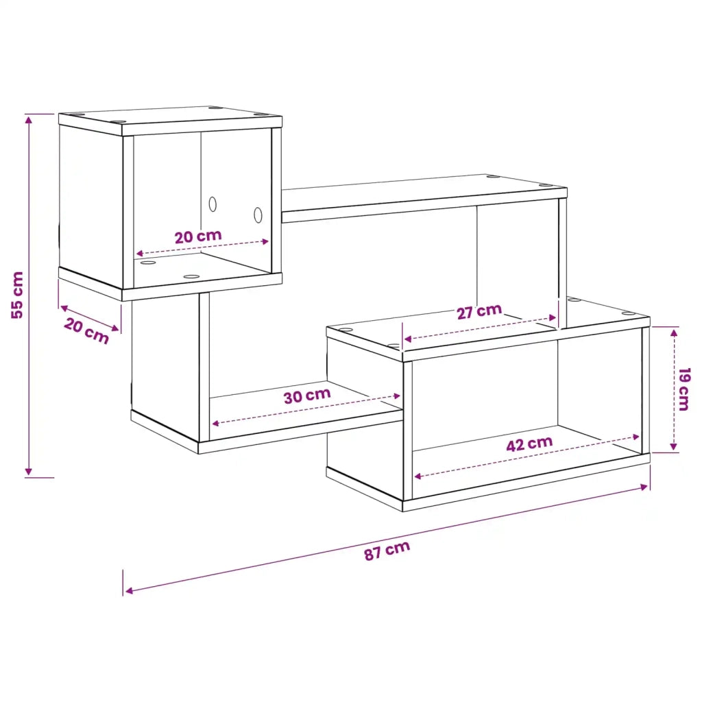Mensola sospesa A parete Rovere Fumo 87 x 20 x 55 cm 8012096