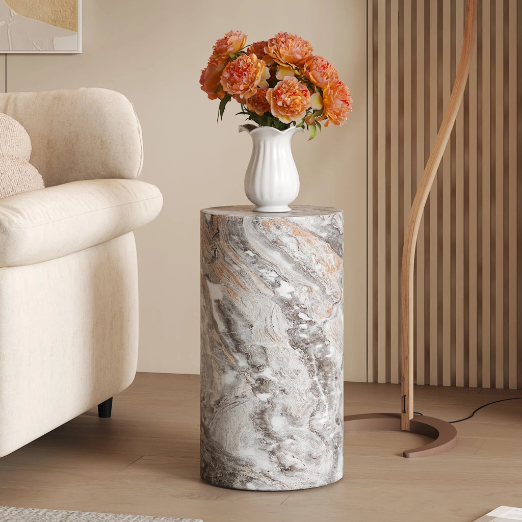 Tavolino da caffè rotondo con piano in MDF - per soggiorno - 30×55 cm - grigio