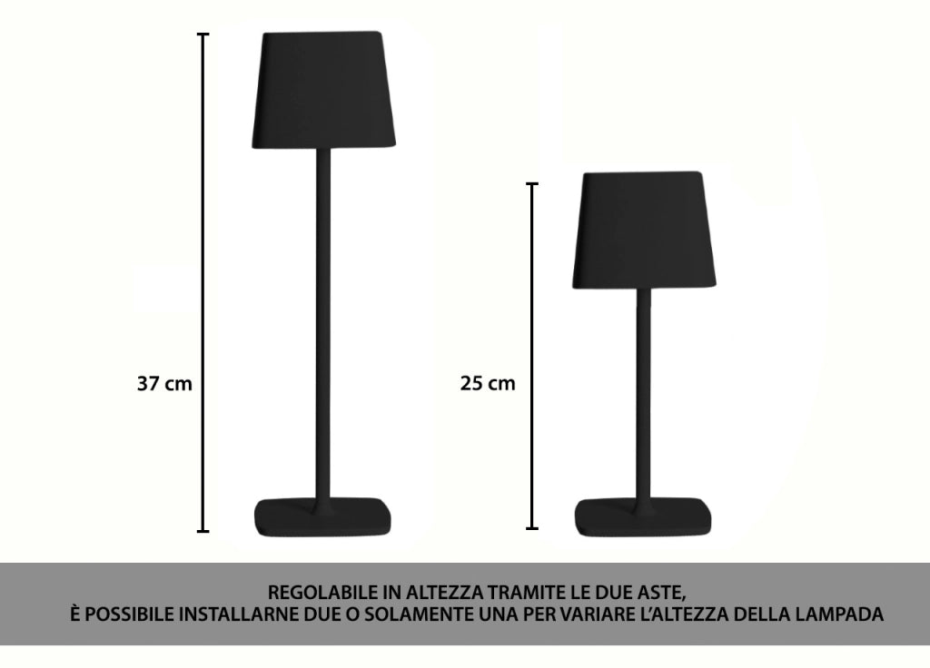 Lampada Led Da Tavolo Controllo Touch Ricaricabile Senza Fili Mod. Quadrata - Lampada - Nero