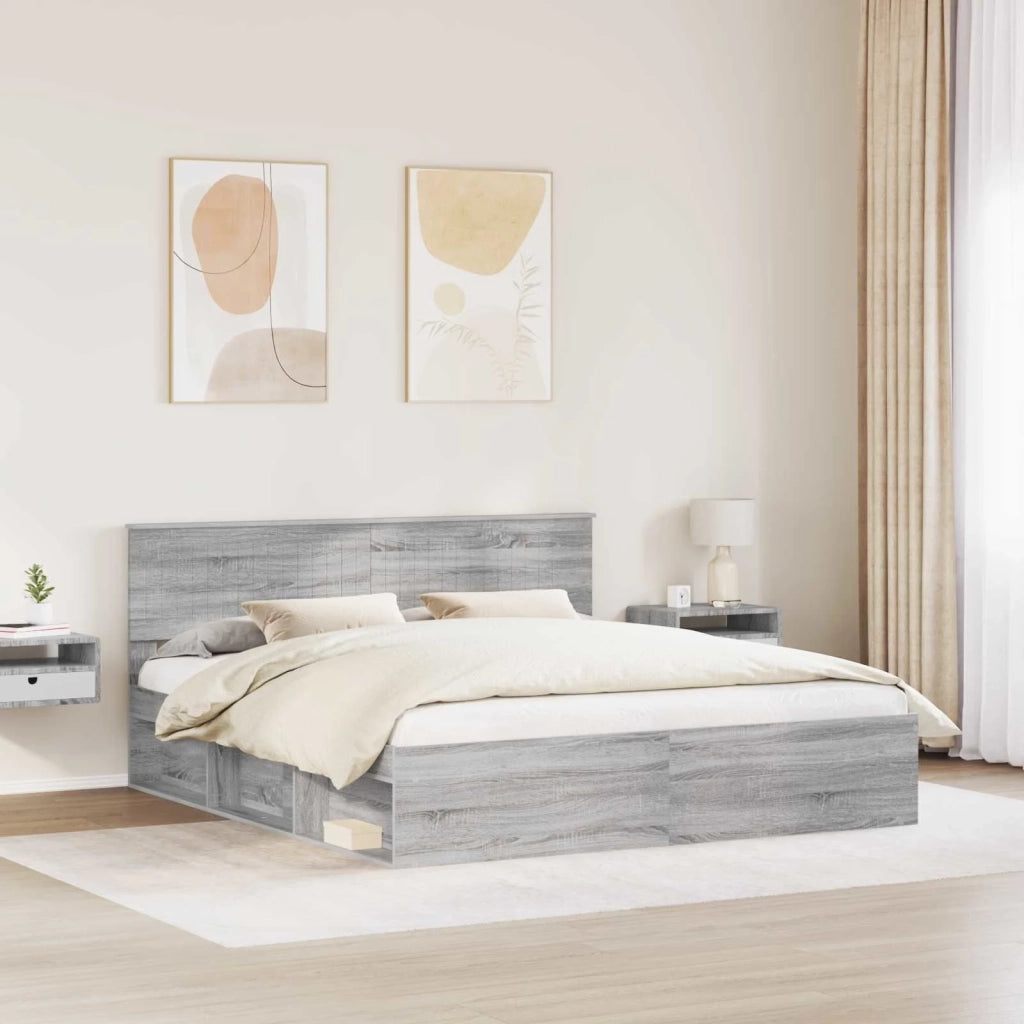 Letto matrimoniale | Letto per adulti | Struttura del letto Grigio Sonoma 180 x 200 cm Pino massello