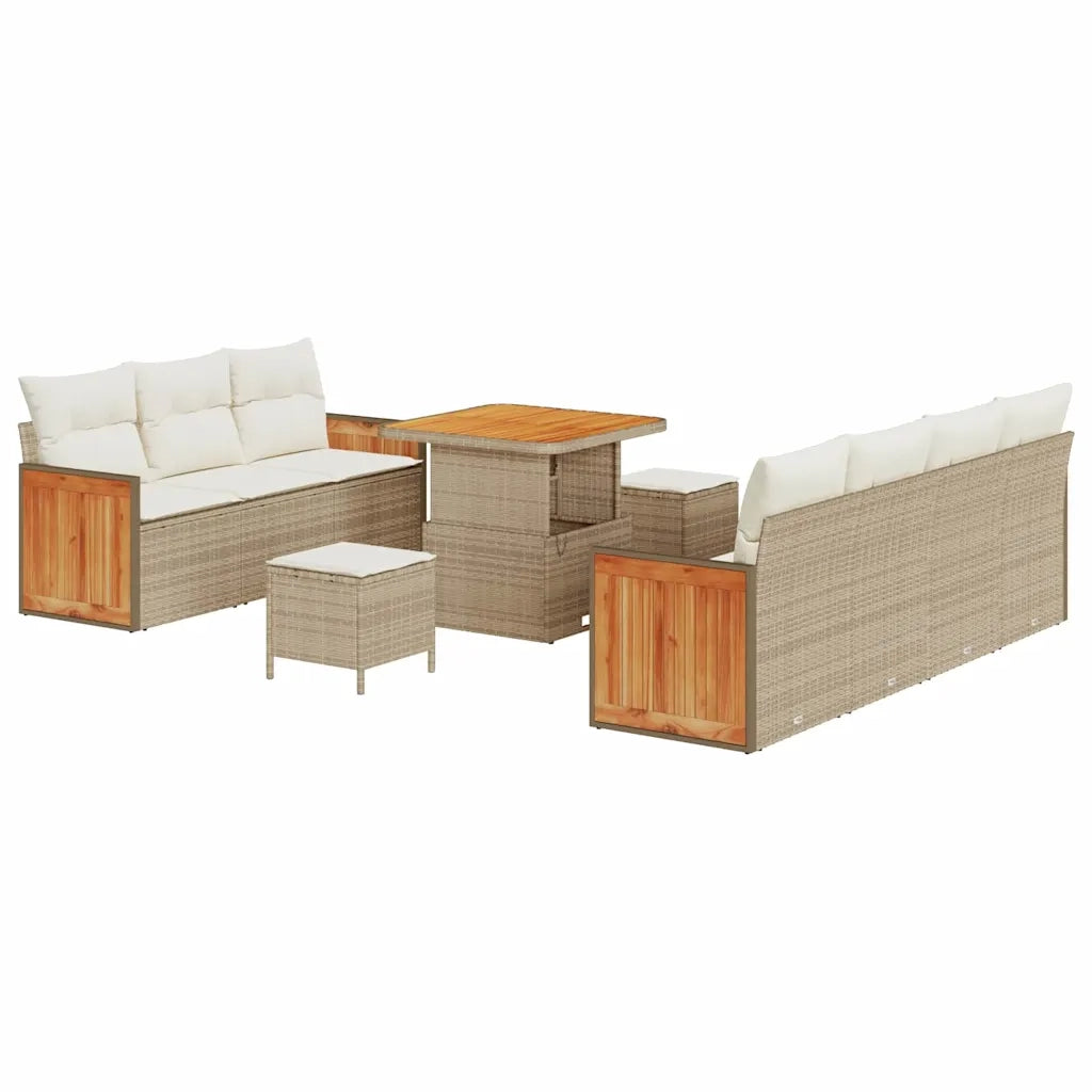 Set Divano da Giardino con cuscino 10 pcs Beige e Crema 3363266