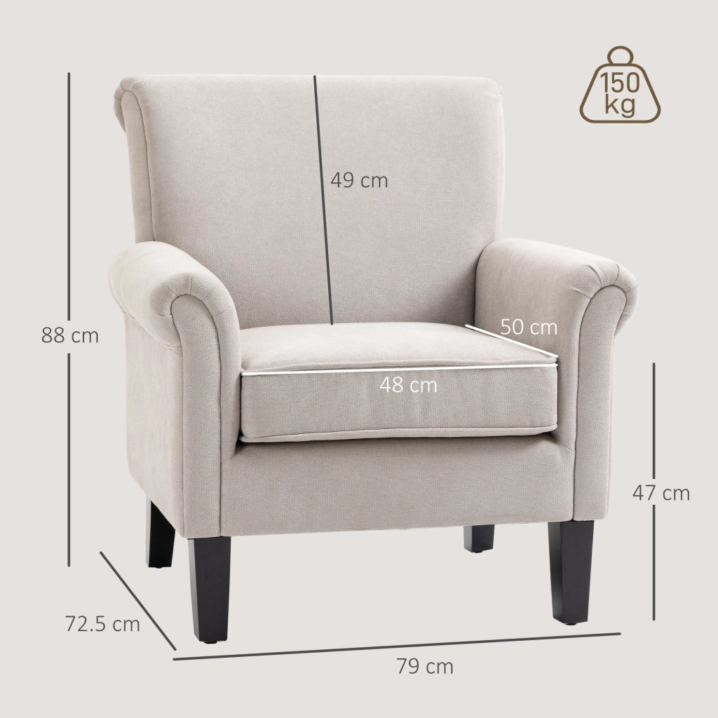 Poltrona con Braccioli Stile Nordico ¨C Xylo ¨C Legno Poliestere Grigio Marrone 79x78x87cm