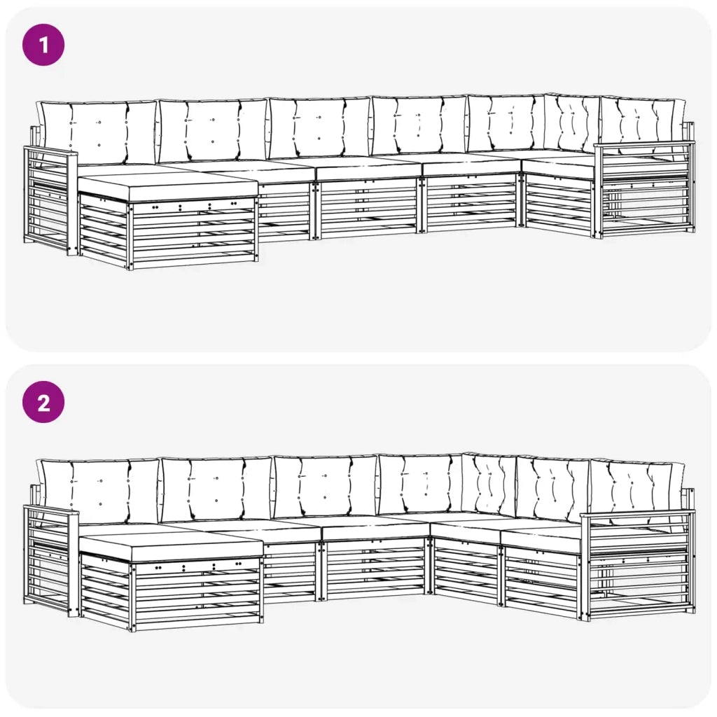 Set divani con cuscino 7 pcs Grigio Naturale e Chiaro 3373831