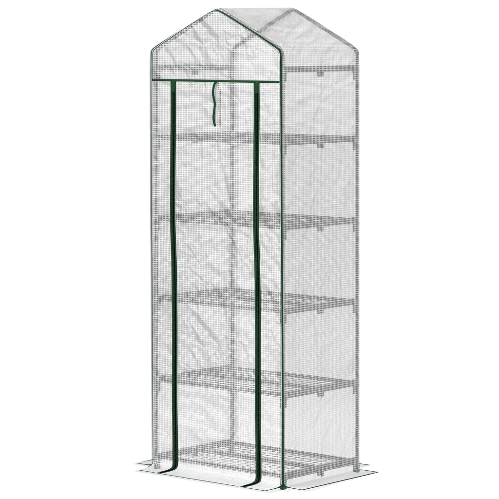 Serra da Giardino Mini per Fiori e Ortaggi ¨C Xylo ¨C Acciaio e Plastica 69x49x193 cm Bianco