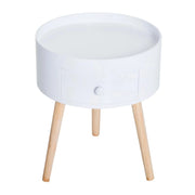 TAVOLINO DA SALOTTO MODERNO CON CASSETTO 38X45CM IN LEGNO BIANCO
