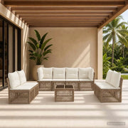 Set Divano da Giardino 9 pcs Beige polyrattan 3434175