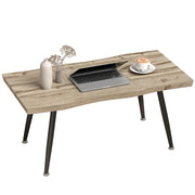 Tavolino da caff¨¨ curvo ¨C Xylo ¨C legno rovere piano spesso 4cm gambe acciaio 100x50x45cm