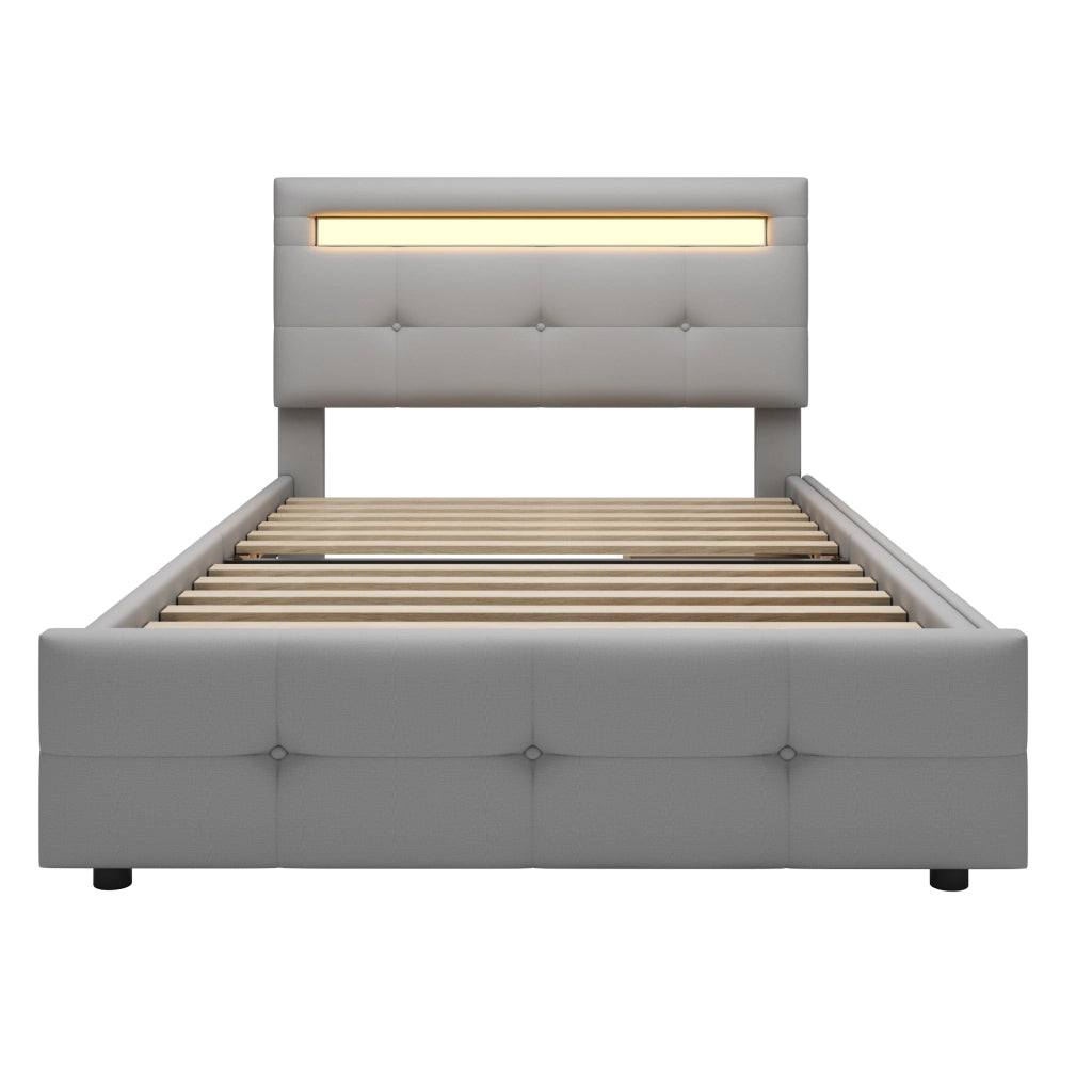 letto imbottito lino grigio 90 x 200 cm