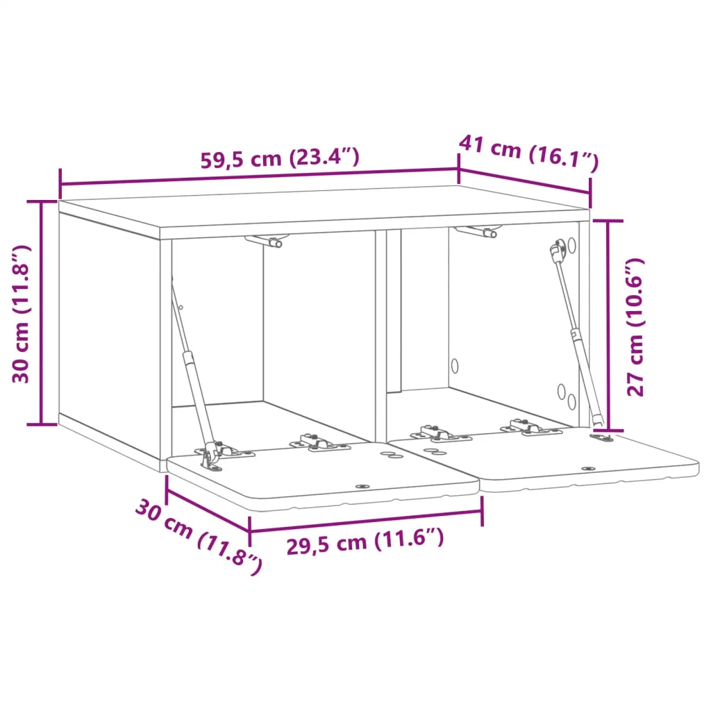 Mobile Porta TV da Muro-Credenza per TV sospesa Nero 59,5 x 41 x 30 cm 368975