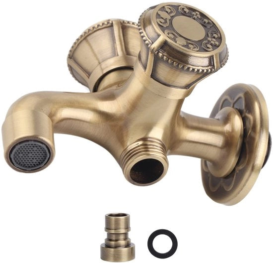 Muurkraan Premium in Messing - Enkel Koud - Spazio di Stoccaggio/Bagni - Resistente ai Graffi - Smalto Idrofobo - Compatibilità con Cavi Universali - Rubinetto da Parete