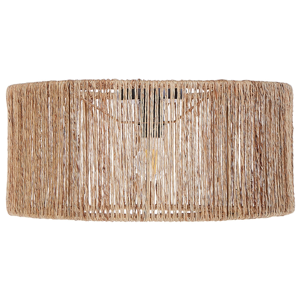 Lampada da soffitto Paralume di iuta naturale Base di ferro nero Lampo boho a sospensione Luce del soggiorno Camera da letto Corridoio