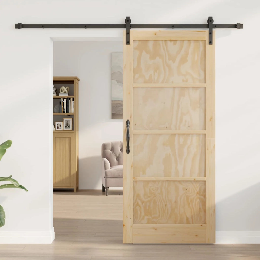 Porta scorrevole Naturale 86 x 198,5 cm Legno Massello di Pino 3445447