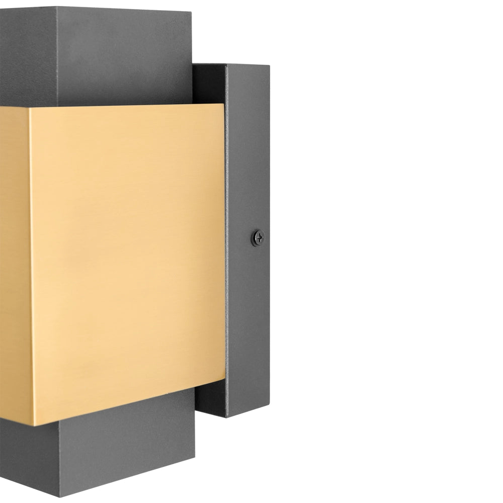 Set di 2 applique da esterno a LED in metallo, stile tradizionale, per porta d'ingresso e veranda, finitura ottone