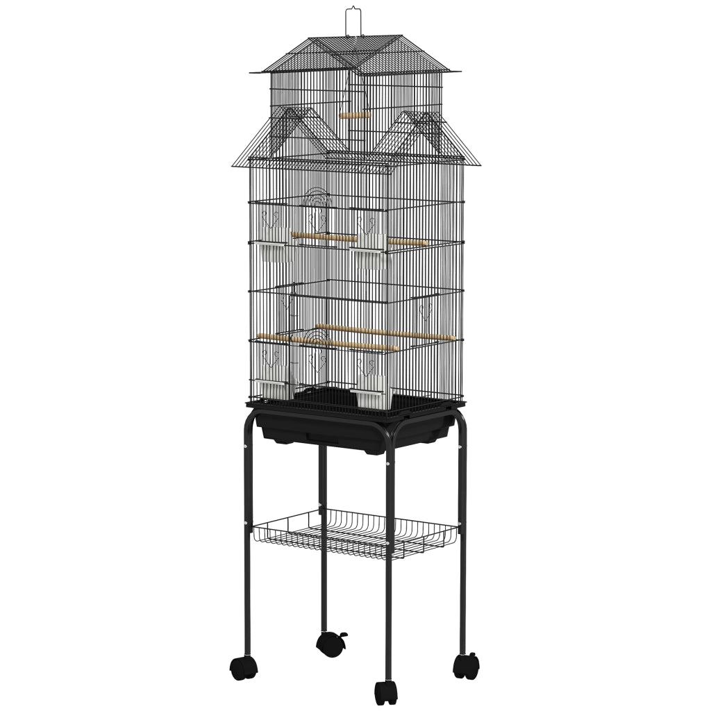 Gabbia per Uccelli con Ruote ¨C Zephmum ¨C Nero 50.5x41x163 cm