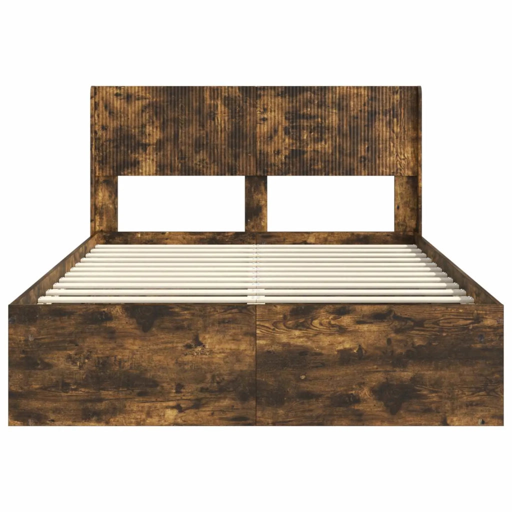 Struttura del letto con stoccaggio e testata Rovere Fumo 3414239