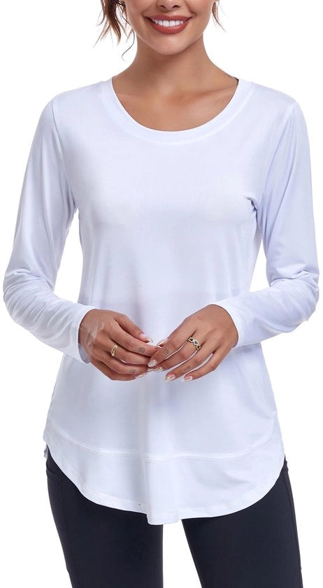 Top da donna per sport e yoga con collo rotondo