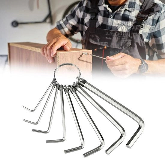 Set di chiavi Inbus 8 pezzi - Set di chiavi a 6 lobi - Set di chiavi Torx - Set di chiavi Inbus per bicicletta - Manutenzione - Acciaio inox - Nero - Set di chiavi a 6 lobi