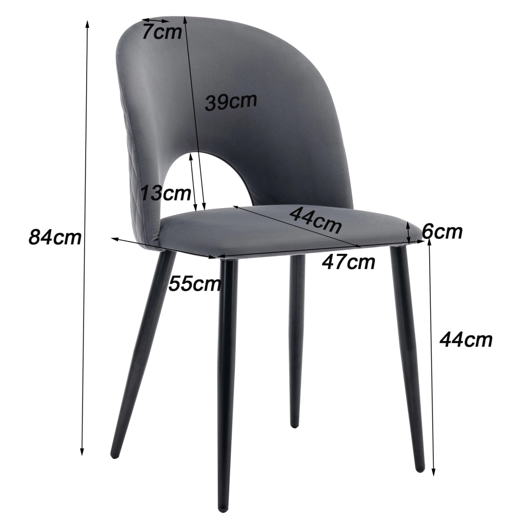Sedia da pranzo (2 pezzi), sedia di design imbottita con schienale, seduta in velluto, struttura in metallo, piedini regolabili, motivo a rombi sullo