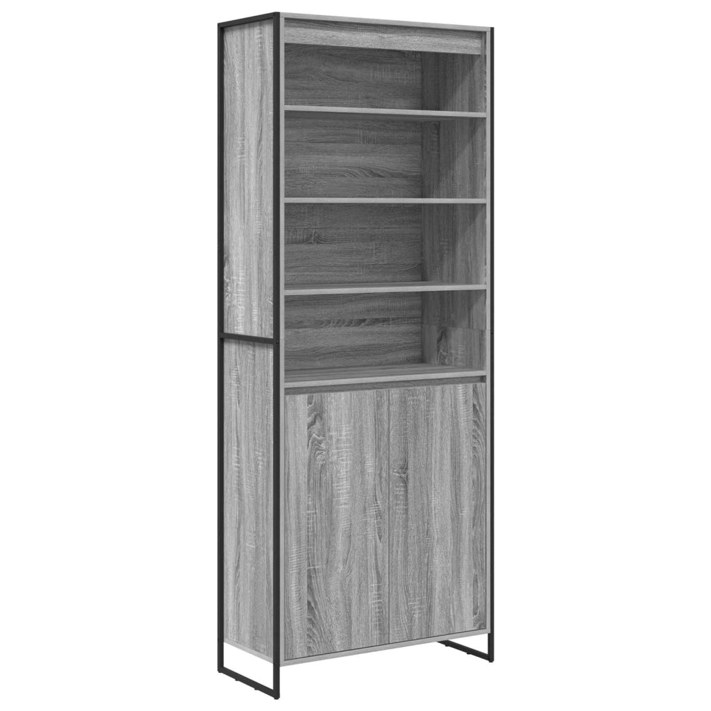 Set di 2 mobili alti rettangolari moderni con ante 79 x 36 x 200 cm in legno ingegnerizzato grigio Sonoma 02_0056106