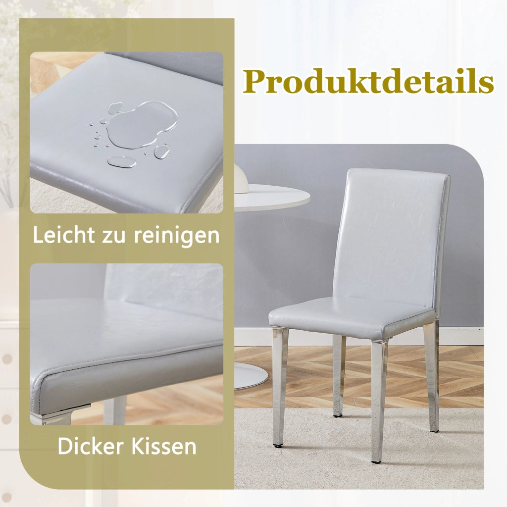 SEDIA da pranzo moderna 90 cm grigio chiaro e argento Set da 2 pezzi