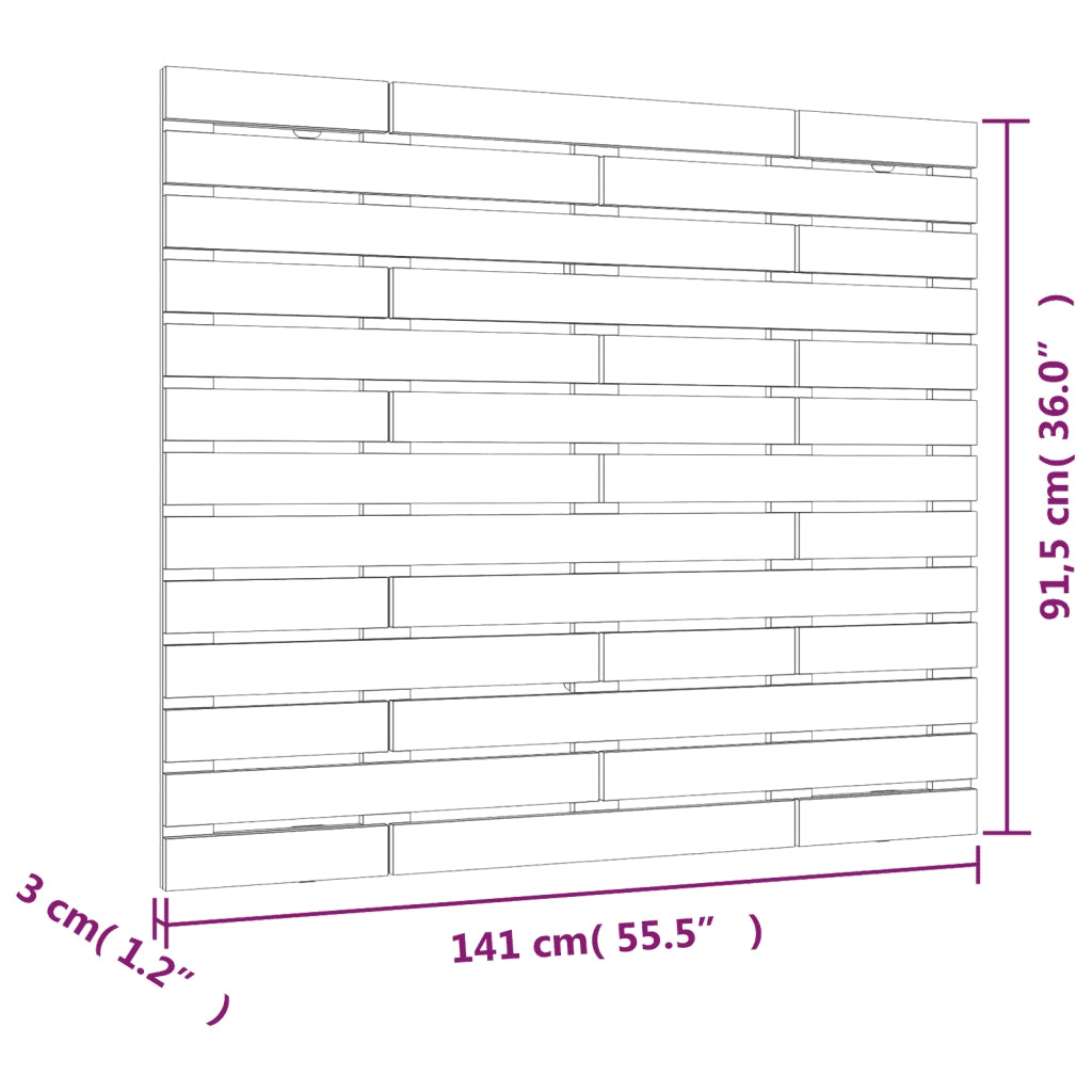 Testiera | Testata da Parete 141x3x91,5 cm in Legno Massello di Pino