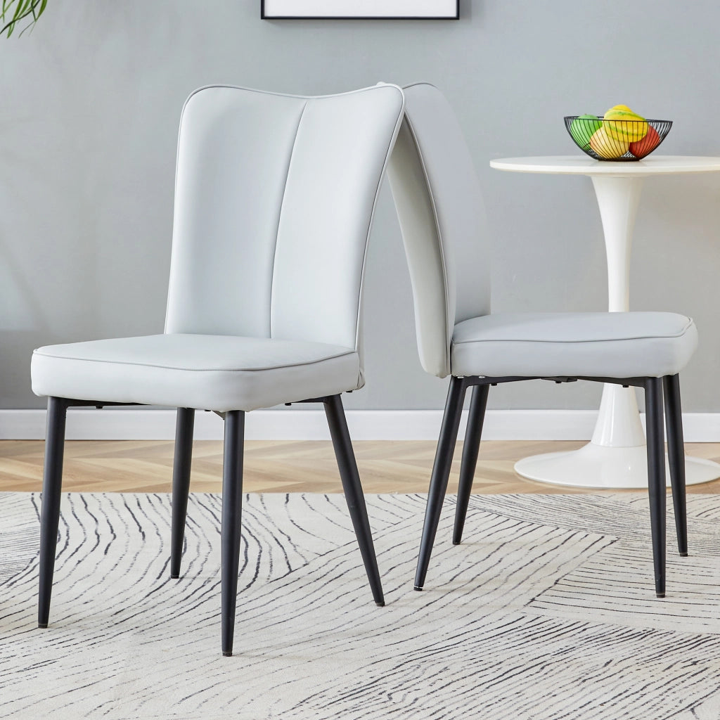 Set di 2 sedie da pranzo con schienale ergonomico e seduta imbottita in PU e metallo grigio chiaro e nero