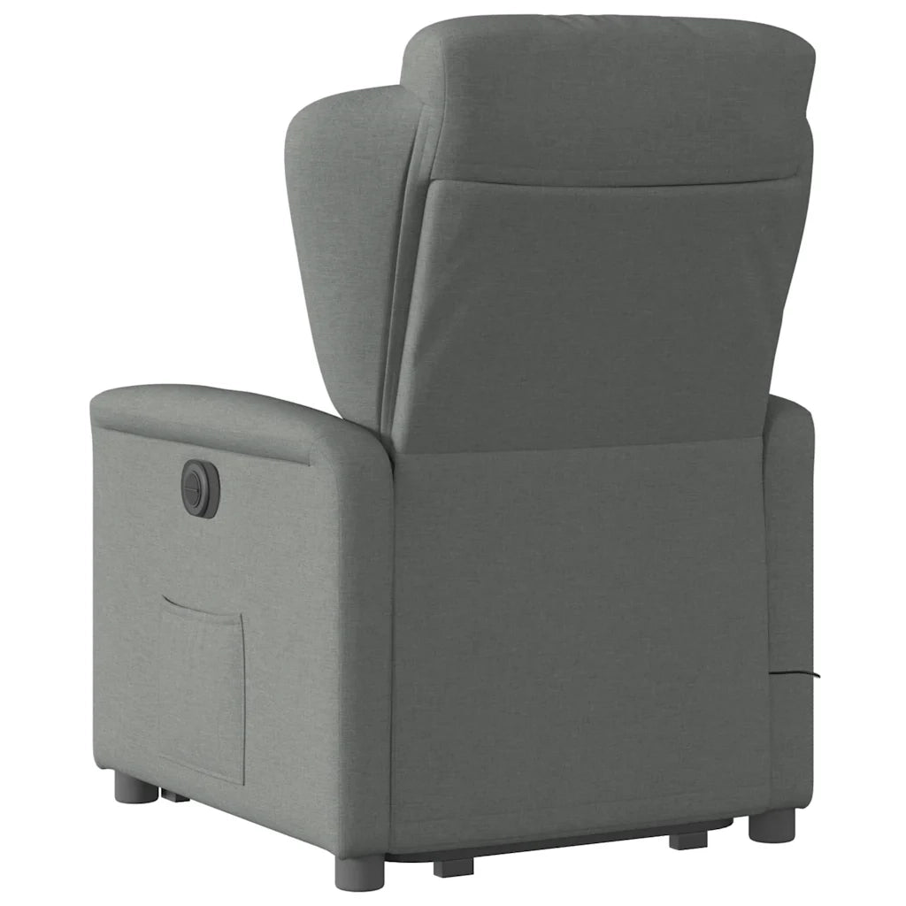 Poltrona | Sedia Relax Alzapersona Massaggi Reclinabile Grigio Scuro Tessuto