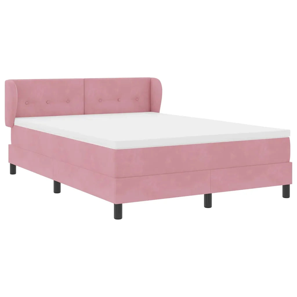 Letto a molle con testiera Rosa 140 x 200 cm Velluto 3340393