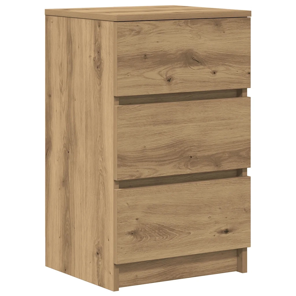 Comodino con 3 Cassetti Rovere Artigianale 39x35x65 cm 861353