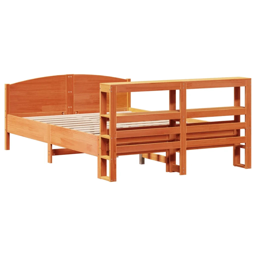 Letto senza Materasso-Struttura Letto Marrone Cera 135x190 cm in Legno di Pino 310257