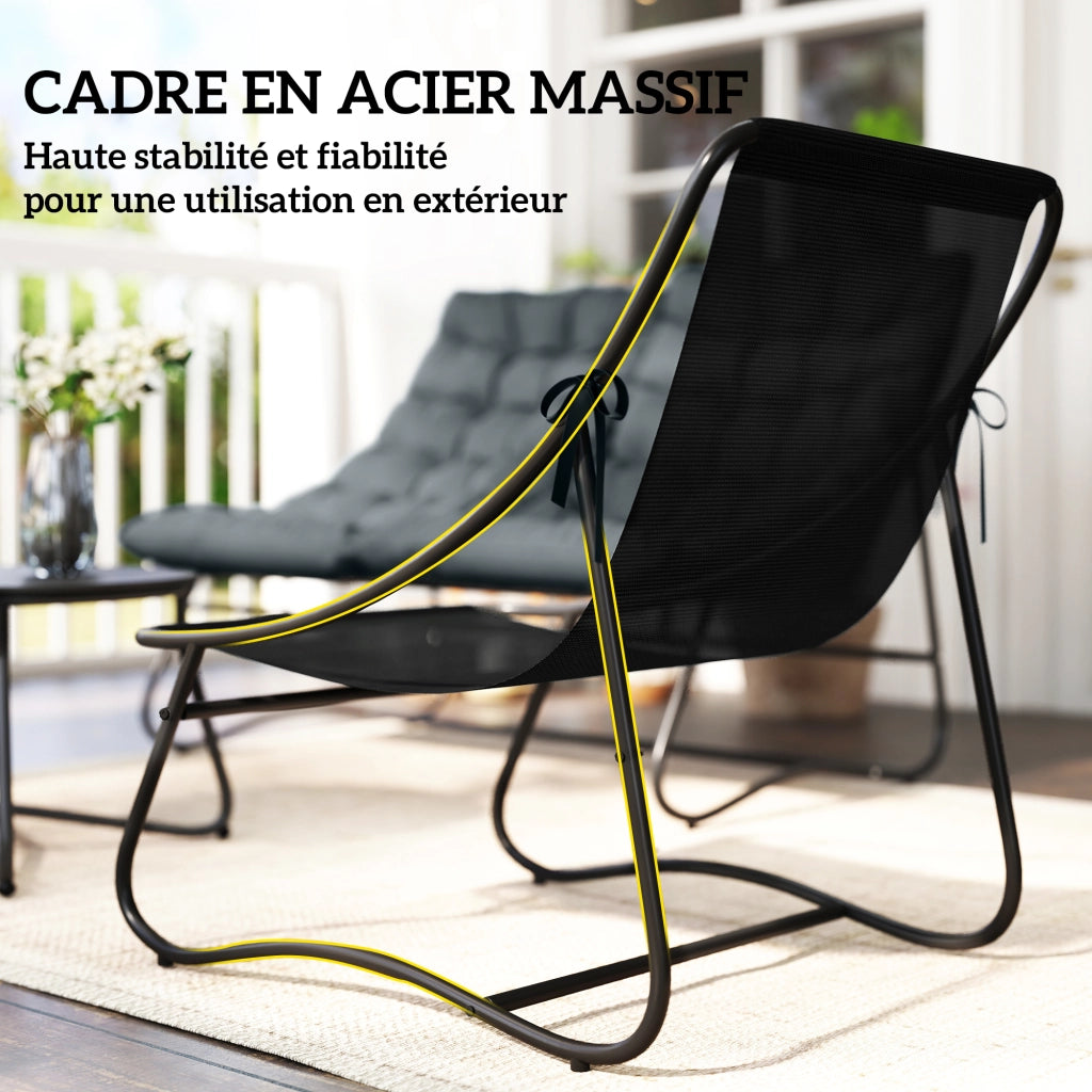 Set Divano Esterno 4 Pezzi con Cuscini ¨C Minimal ¨C Grigio Textilene Acciaio