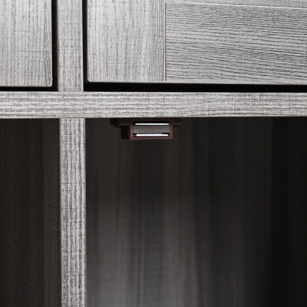 Carrello da cucina con piano ribaltabile 3 cassetti e 3 vani con ripiani regolabili per cucina in MDF grigio