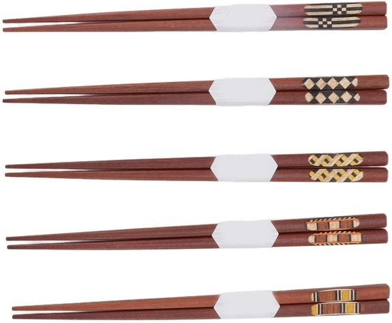 Set di Spiedini in Legno Riscaldabile - 5 Pari - Sandalo Rosso - Disegno Antiscivolo - Sostenibile - Leggero