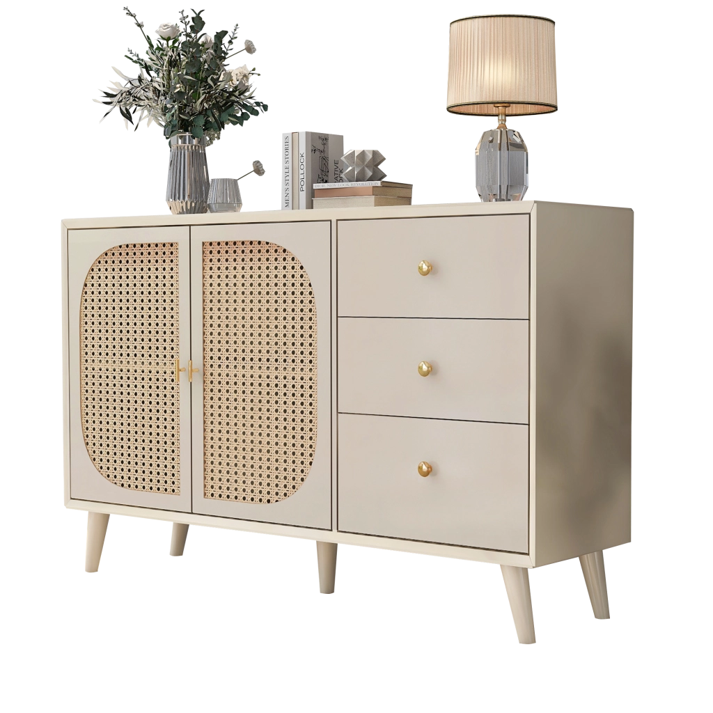 Sideboard/Kommode moderna Off White 120 x 82,5 x 40 cm con 2 ante e 3 cassetti