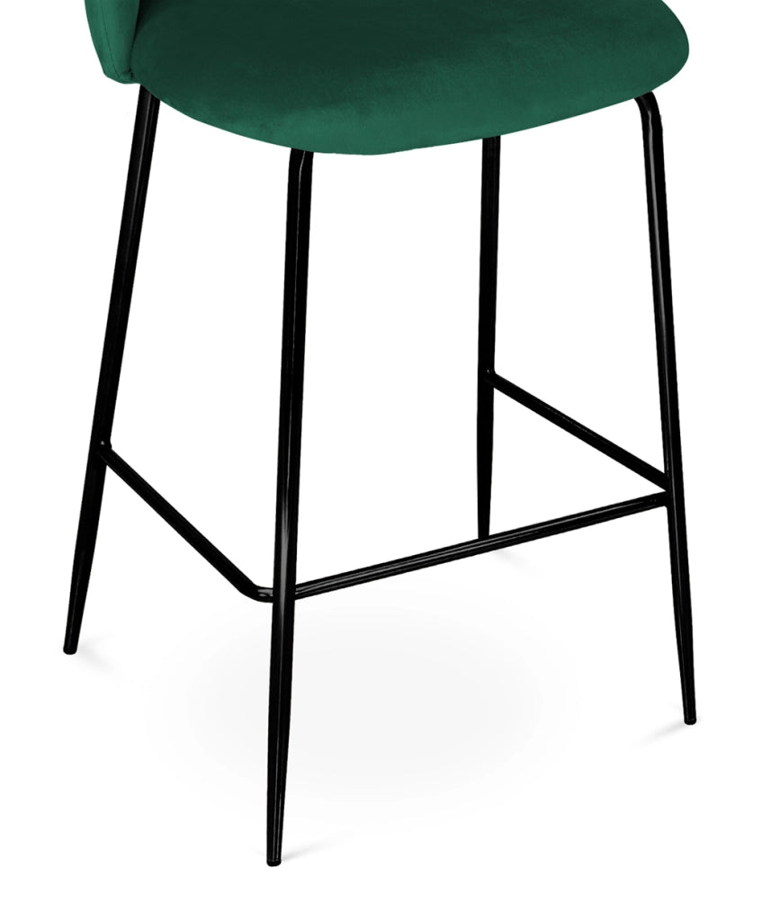 Sgabello cucina imbottito, sgabello alto in velluto verde scuro piede nero – Nicole - SG30NIPN