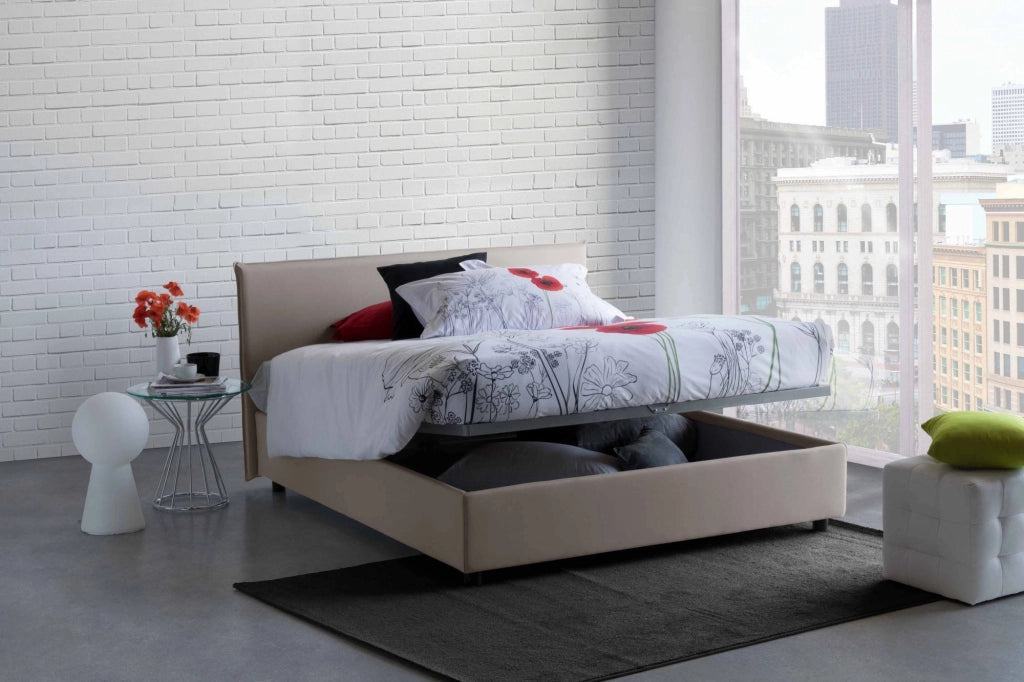 Letto Matrimoniale Arcan, Letto Matrimoniale Sfoderabile Made in Italy, Grigio Tortora\