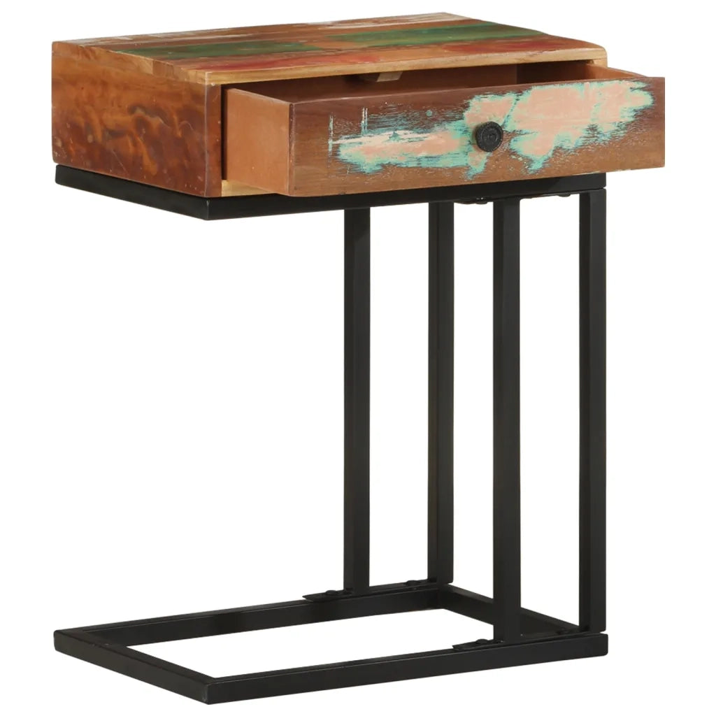 Tavolino Laterale a Forma di U-Tavolino da soggiorno 45x30x61 cm in Legno di Recupero