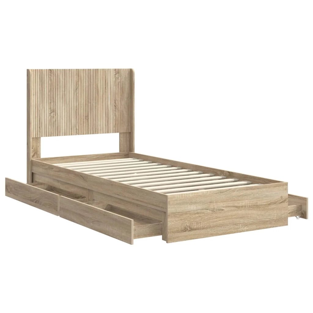 Struttura del letto con stoccaggio e testata Rovere Sonoma 3414069