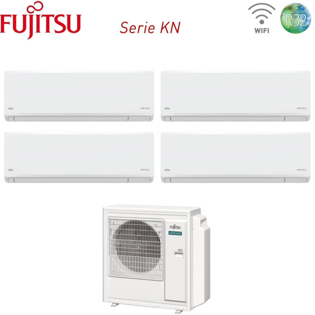 Condizionatore Fujitsu Quadri Split Inverter KN AIRSTAGE 7+7+12+12 con AOEG30KBTA4 R-32 Wi-Fi Integrato