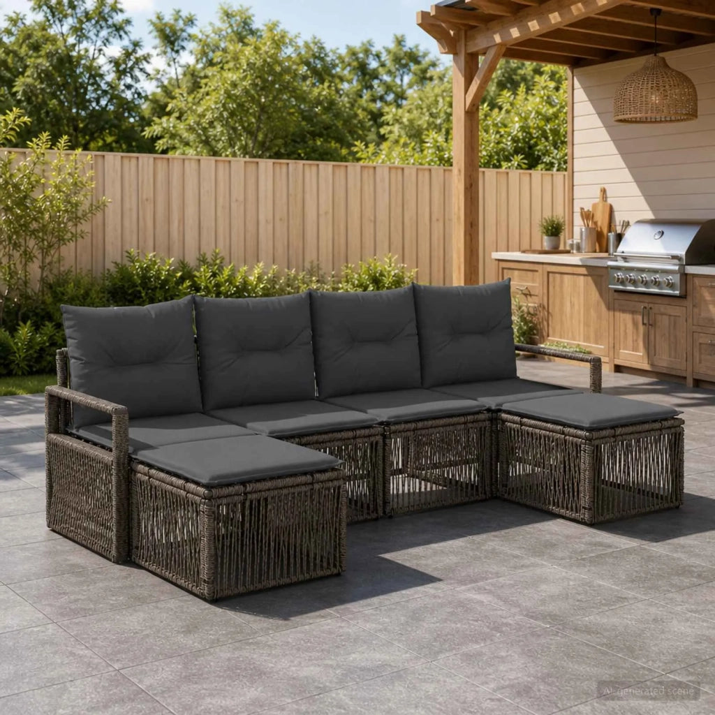Set Divano da Giardino 6 pz Grigio polyrattan 3435791