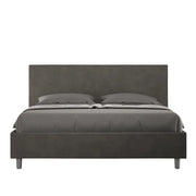 BS COM Letto queen size contenitore imbottito 150x210 microfibra grigio