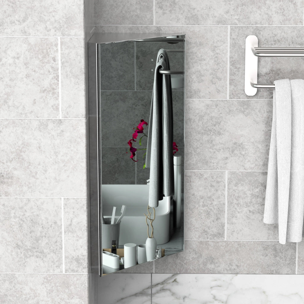 Armadietto Angolare Bagno con Specchio e Ripiani ¨C Zephmum ¨C Bianco 60x30x18.4cm