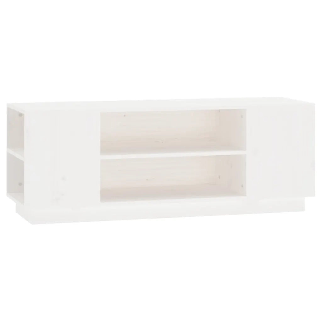 Mobile Porta TV Bianco 110x35x40,5 cm in Legno Massello di Pino 814410