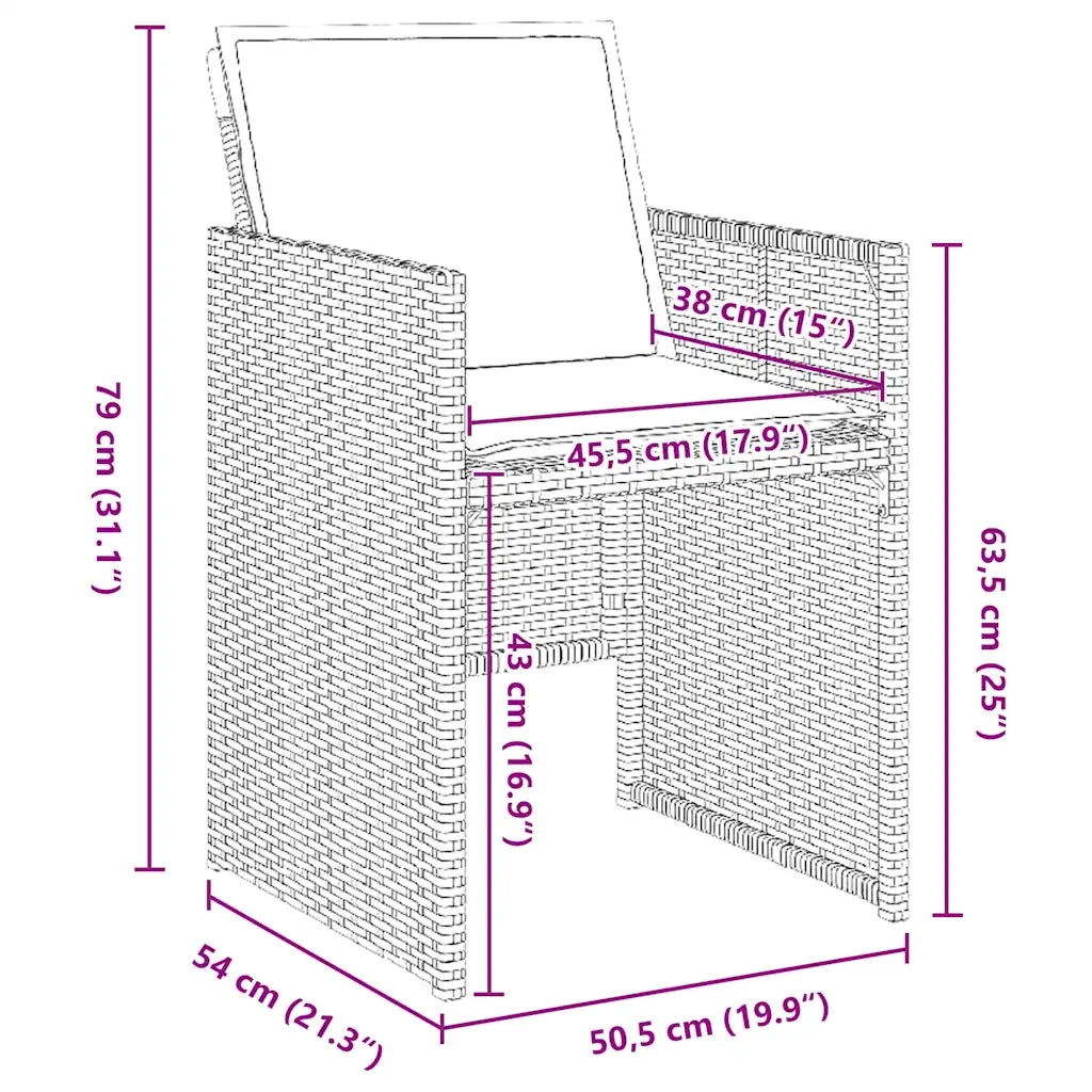 Set da Pranzo per Giardino con cuscino 5 pcs Grigio polyrattan 3379949