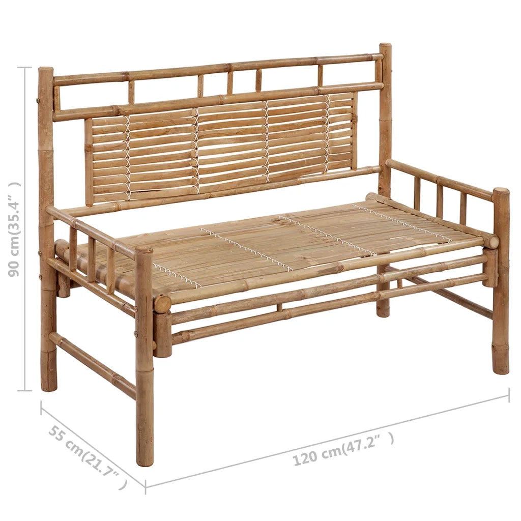 Panca da Giardino con Cuscino 120 cm in Bambù 3063892