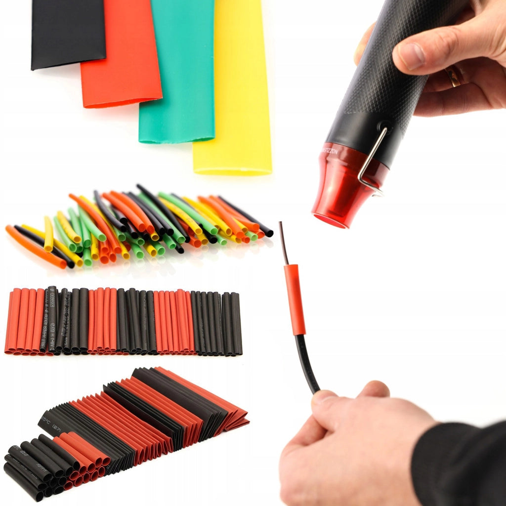 Set di Tubetti Termorestringenti Rosfix – 127 e 164 Pezzi, Poliolefina, 2:1, Nero e Rosso