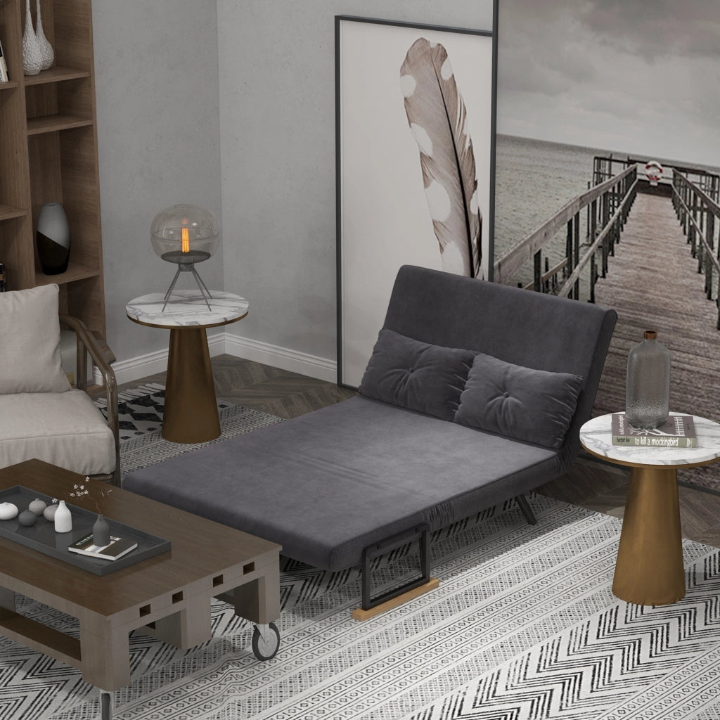 Divano letto 2 posti con schienale regolabile e 2 cuscini ¨C Zephmum ¨C Grigio