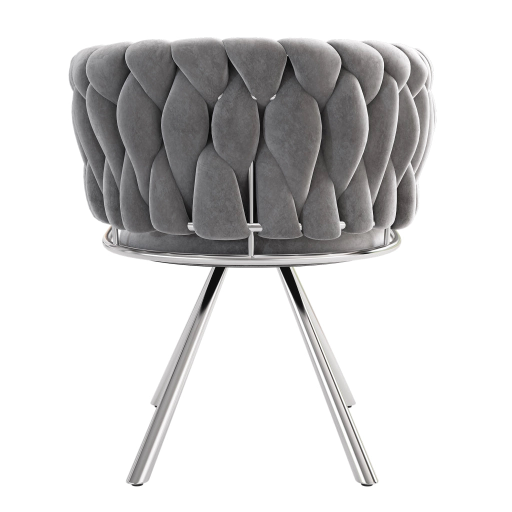 Set di 2 sedie da pranzo girevoli con schienale ergonomico e seduta imbottita in velluto grigio argento