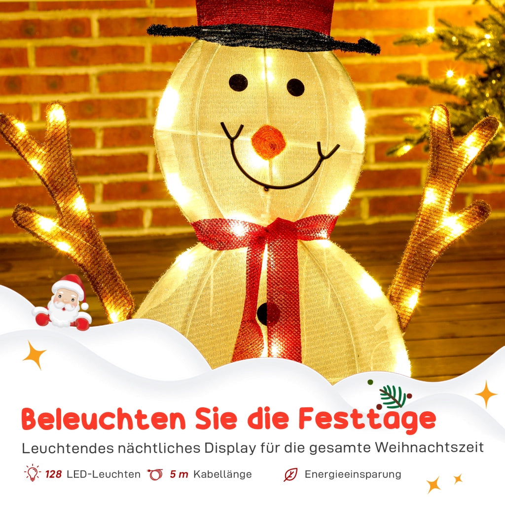 Famiglia di Pupazzi di Neve Natalizi 3 Pezzi ¨C zephmum ¨C Bianco, Acciaio, Polyester, LED, Esterno
